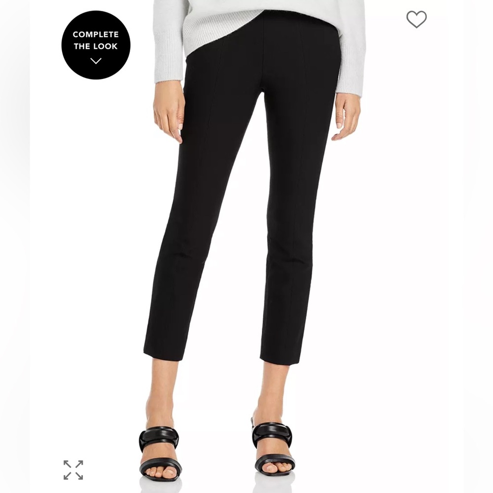 Vince Stitch Front Seamed Pants Stretch Ponte Trouser Pant in black navy large